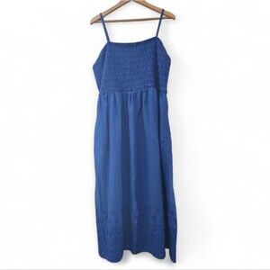 Old Navy Plus Sz 2X Blue Smocked Dress with Pockets Summer Beach Resortwear